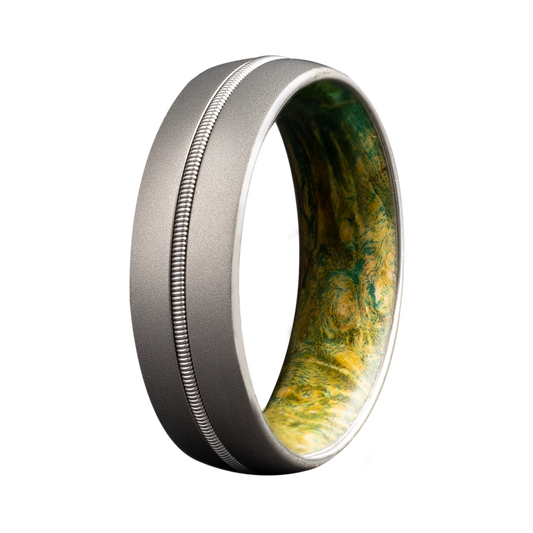 Cobalt Guitar String Inlay Ring, Polished Finish