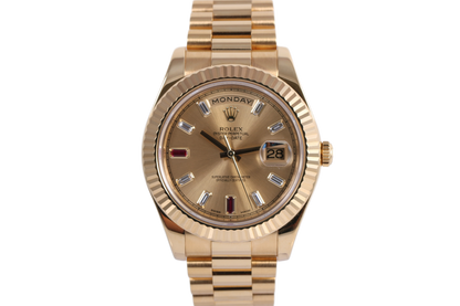 2013 Rolex Day-Date 41mm - 218238 (Factory Champagne Diamond/Ruby)