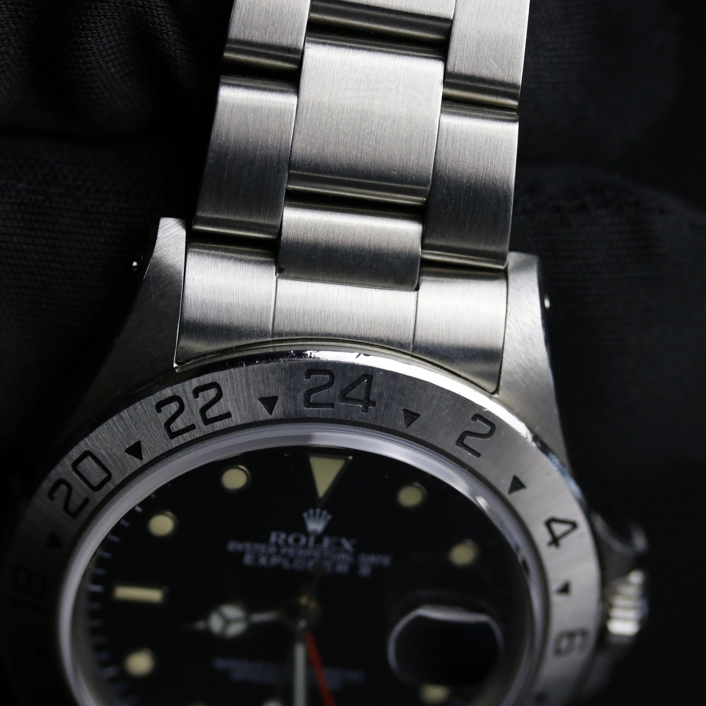 1991 ROLEX 16570 Explorer II Black Cream Patina with Service Hands