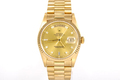1991 Rolex Day-Date 36mm - 18238 (Factory Champagne Diamond Dial)