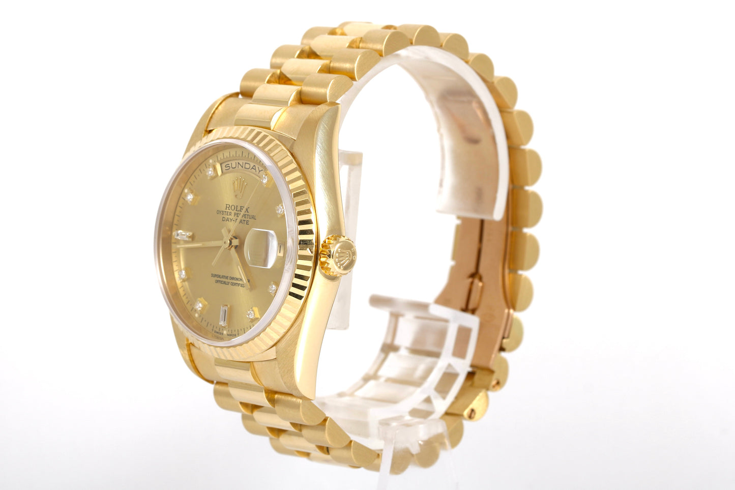 1991 Rolex Day-Date 36mm - 18238 (Factory Champagne Diamond Dial)