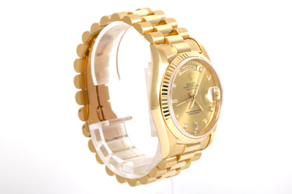 1991 Rolex Day-Date 36mm - 18238 (Factory Champagne Diamond Dial)