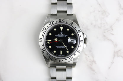 1995 Rolex 16570 Explorer II Black Dial Cream Patina