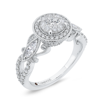 Diamond Halo Engagement Ring in 14K White Gold