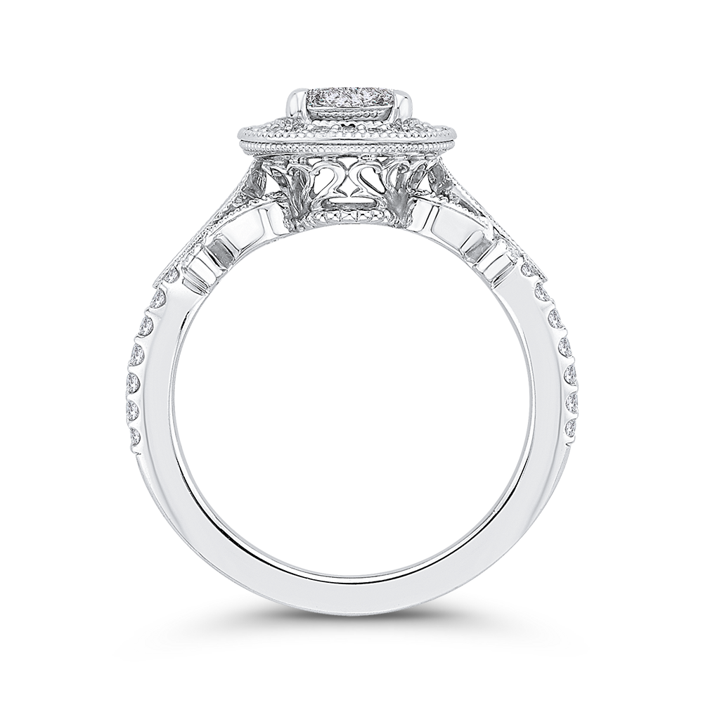 Diamond Halo Engagement Ring in 14K White Gold