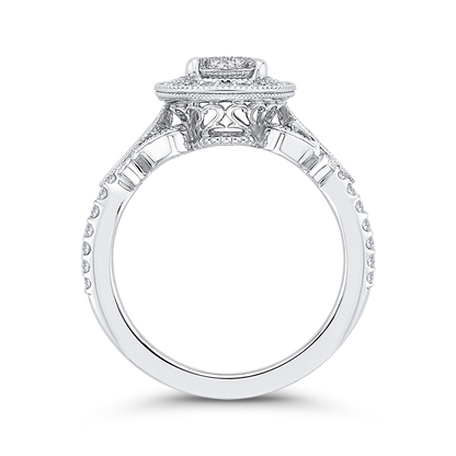 Diamond Halo Engagement Ring in 14K White Gold