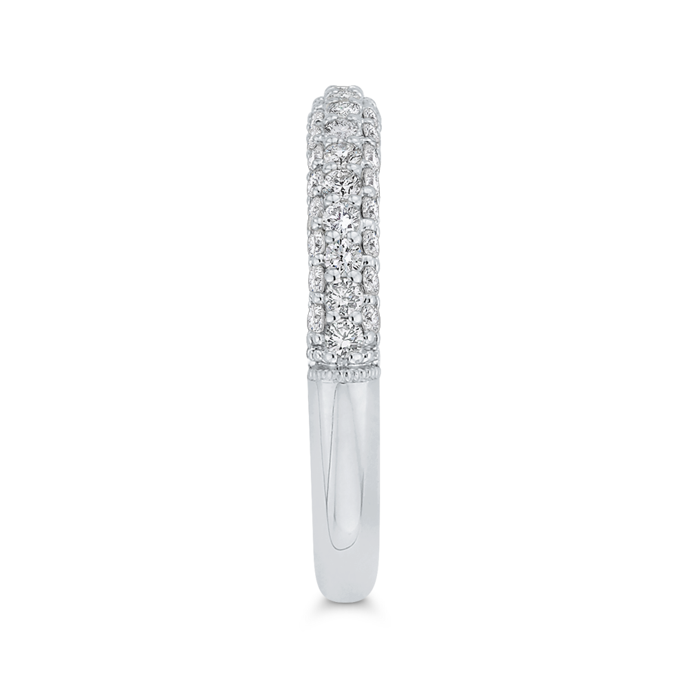 Round Diamond Half-Eternity Wedding Band in 14K White Gold