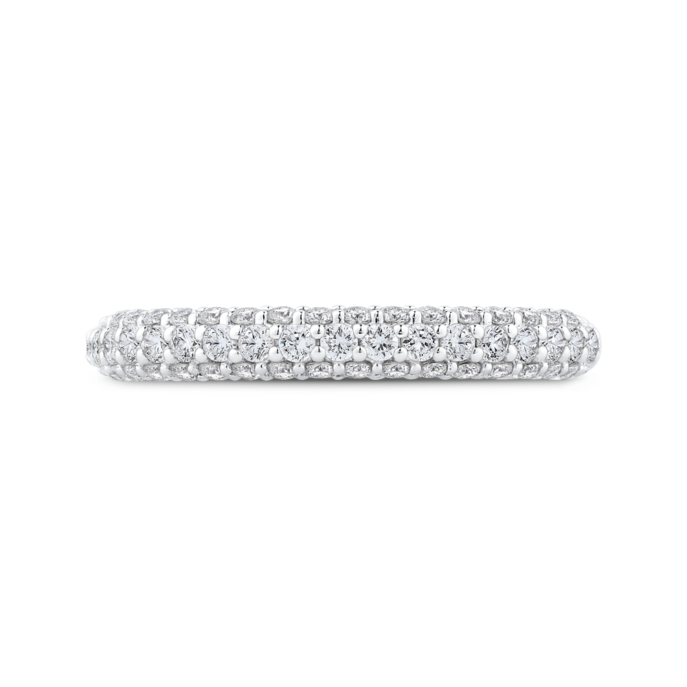 Round Diamond Half-Eternity Wedding Band in 14K White Gold