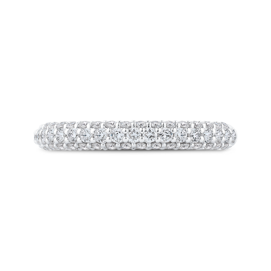 Round Diamond Half-Eternity Wedding Band in 14K White Gold