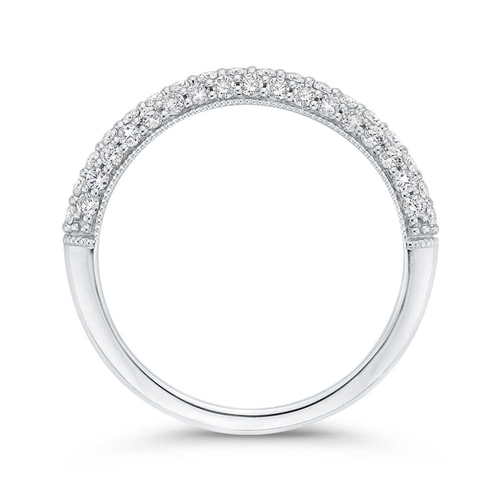 Round Diamond Half-Eternity Wedding Band in 14K White Gold