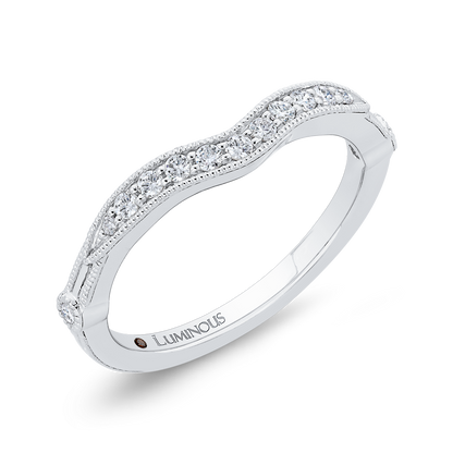 Round Diamond Half-Eternity Contour Wedding Band in 14K White Gold