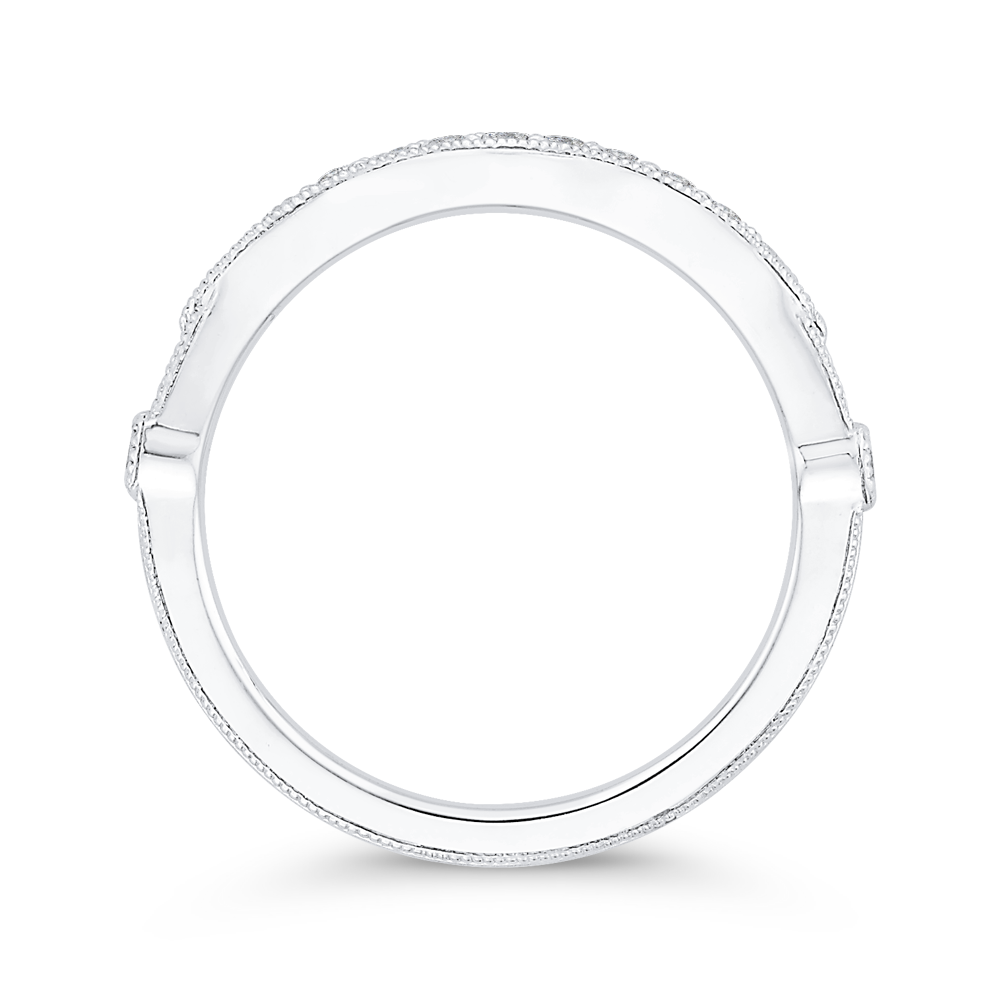 Round Diamond Half-Eternity Contour Wedding Band in 14K White Gold