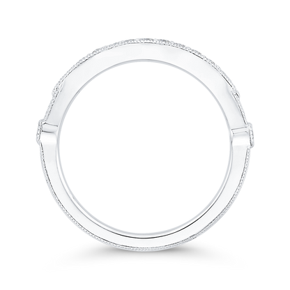 Round Diamond Half-Eternity Contour Wedding Band in 14K White Gold