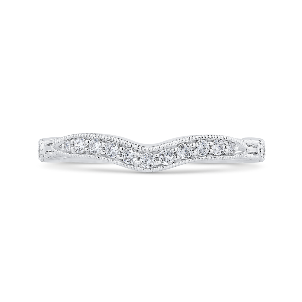 Round Diamond Half-Eternity Contour Wedding Band in 14K White Gold