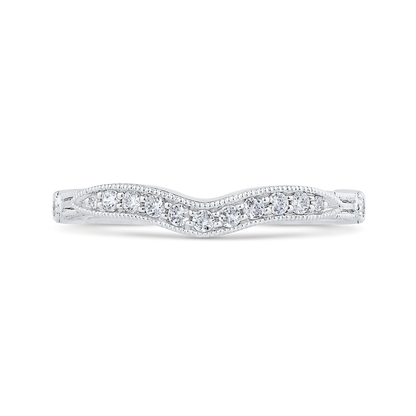 Round Diamond Half-Eternity Contour Wedding Band in 14K White Gold