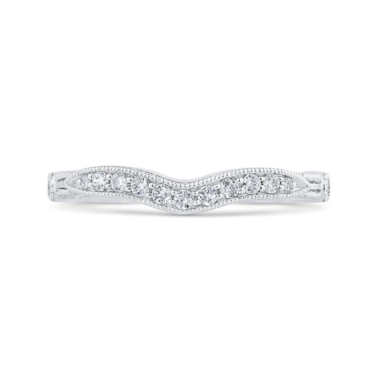 Round Diamond Half-Eternity Contour Wedding Band in 14K White Gold