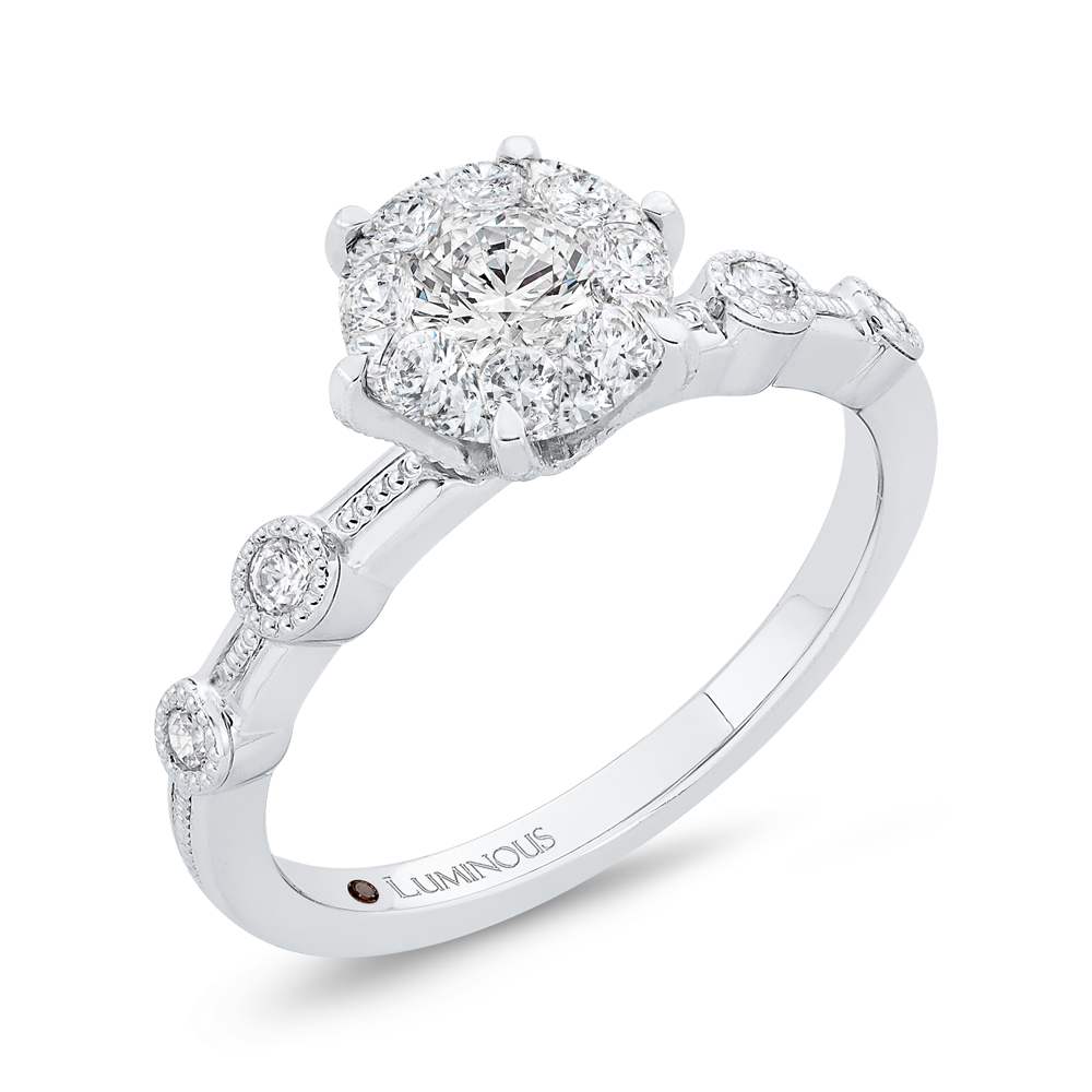 Round Diamond Engagement Ring in 14K White Gold