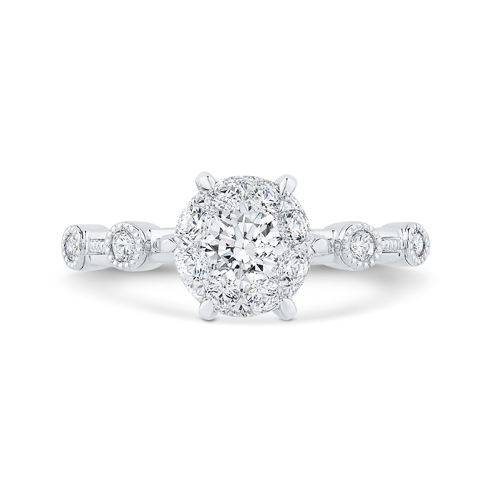 Round Diamond Engagement Ring in 14K White Gold