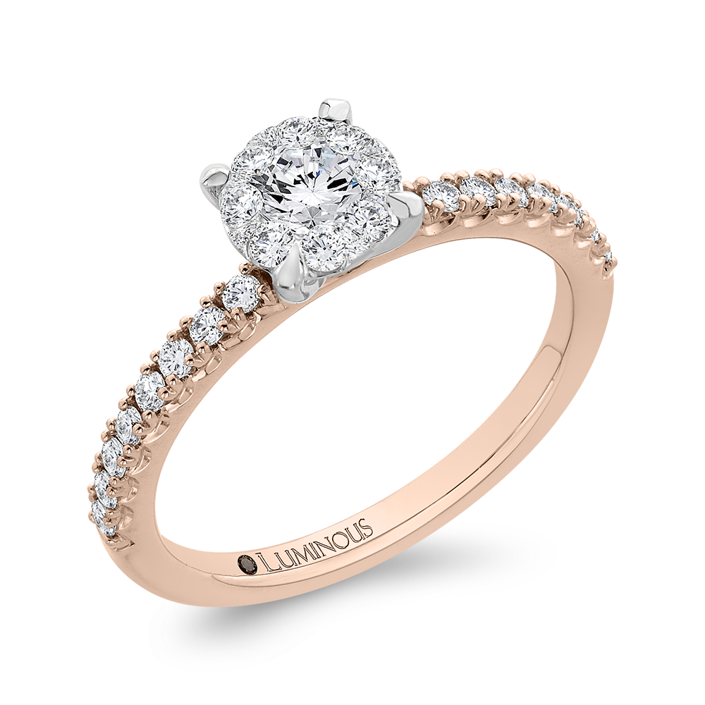 Round Diamond Engagement Ring in 14K Two Tone Gold