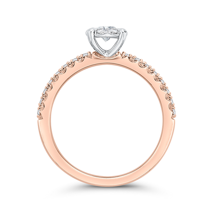 Round Diamond Engagement Ring in 14K Two Tone Gold