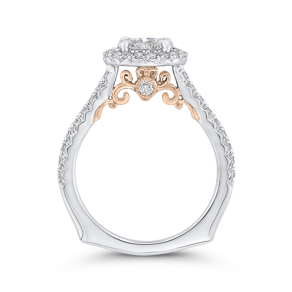 Diamond Halo Engagement Ring in 14K Two Tone Gold