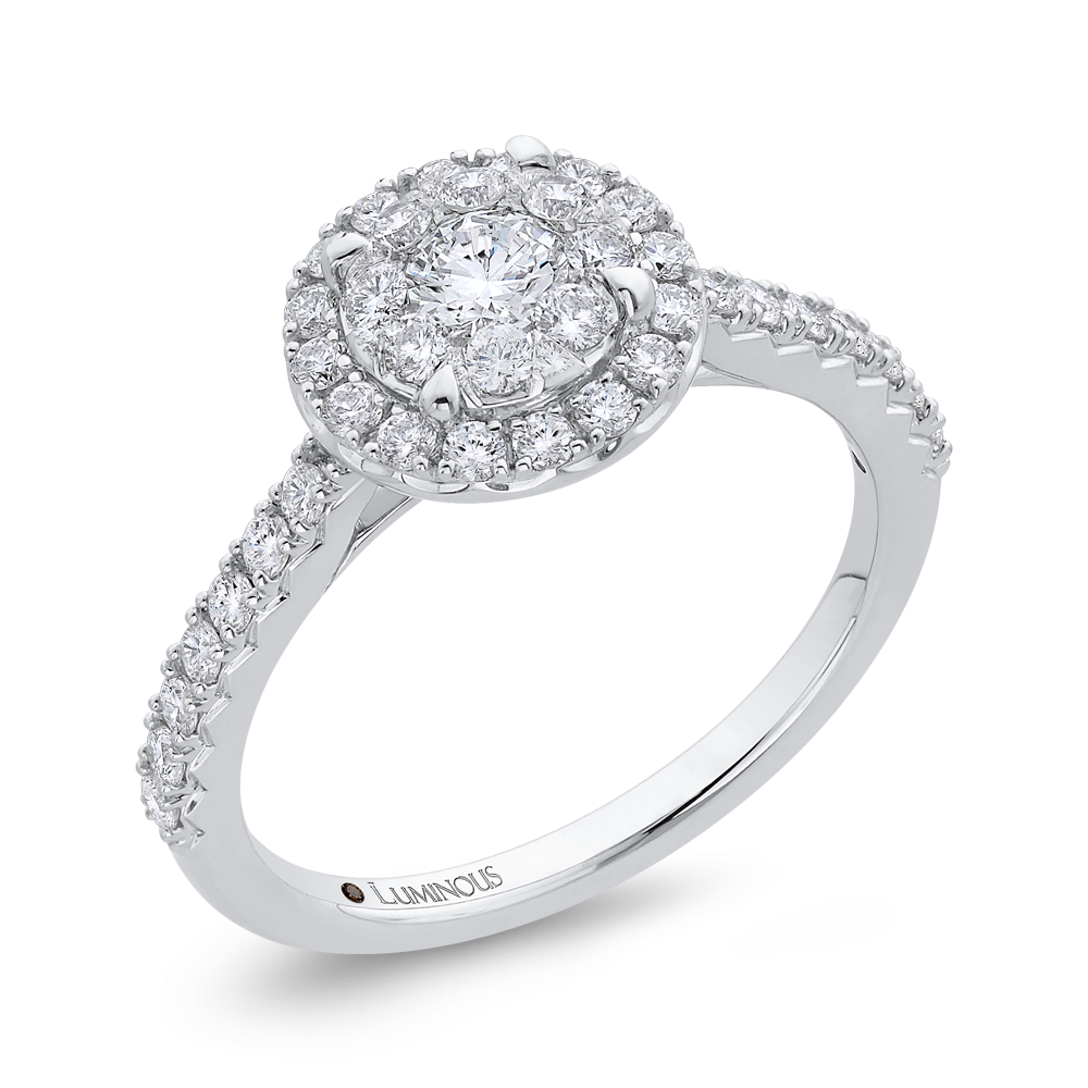 Diamond Halo Engagement Ring in 14K White Gold