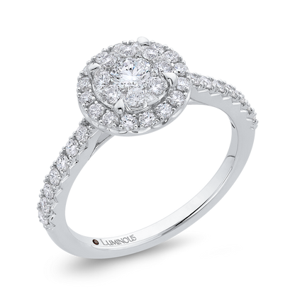 Diamond Halo Engagement Ring in 14K White Gold