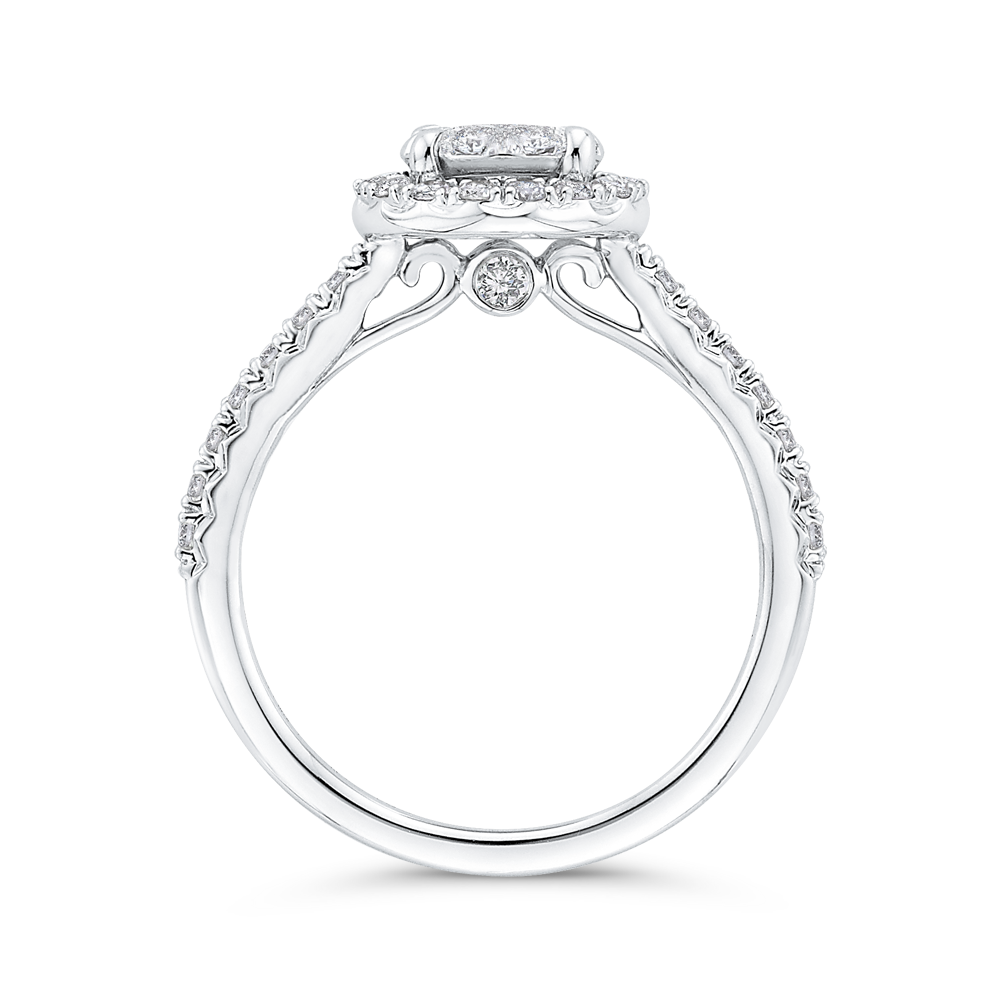 Diamond Halo Engagement Ring in 14K White Gold