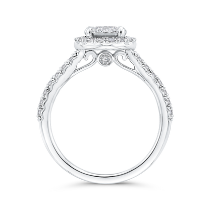 Diamond Halo Engagement Ring in 14K White Gold