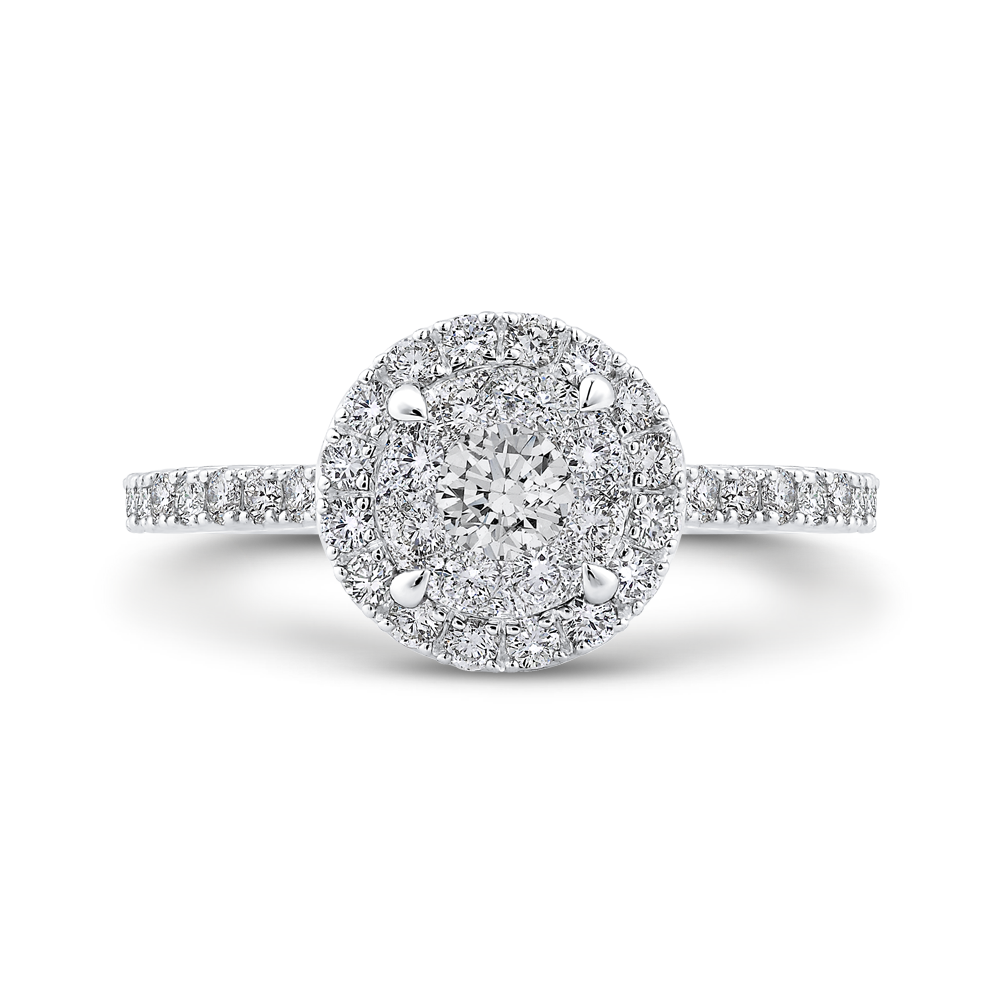 Diamond Halo Engagement Ring in 14K White Gold