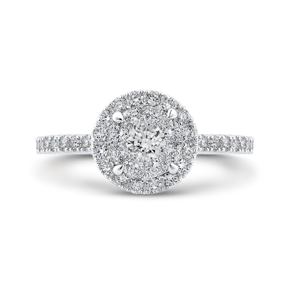 Diamond Halo Engagement Ring in 14K White Gold