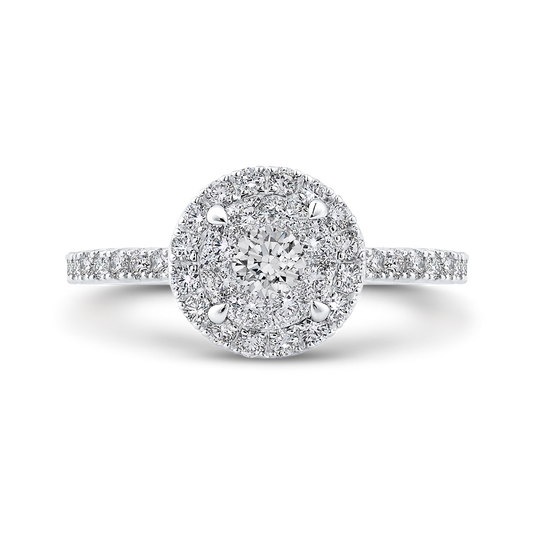 Diamond Halo Engagement Ring in 14K White Gold