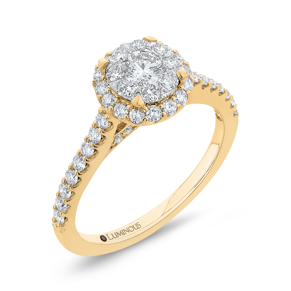 Diamond Halo Engagement Ring in 14K Two Tone Gold