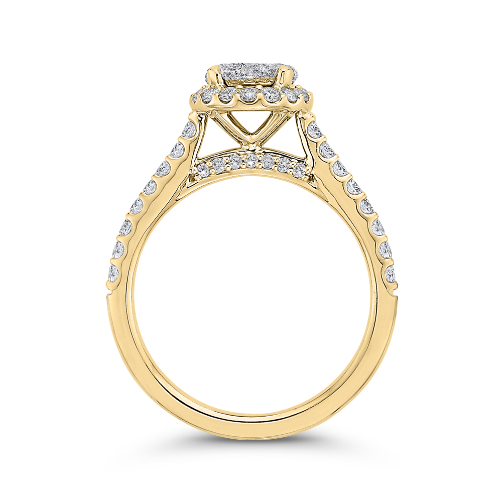 Diamond Halo Engagement Ring in 14K Two Tone Gold