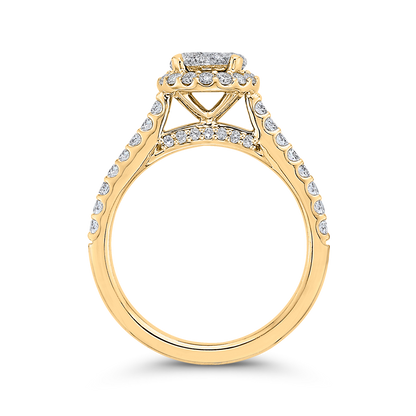 Diamond Halo Engagement Ring in 14K Two Tone Gold