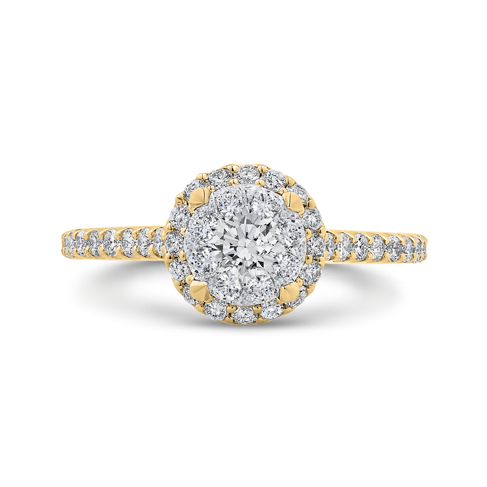 Diamond Halo Engagement Ring in 14K Two Tone Gold