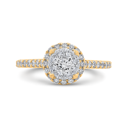 Diamond Halo Engagement Ring in 14K Two Tone Gold