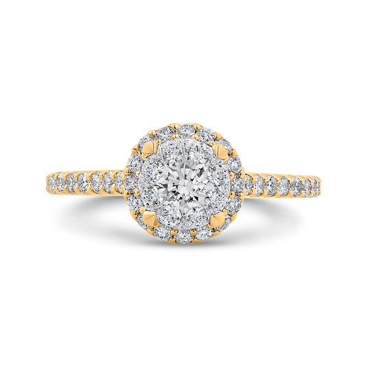 Diamond Halo Engagement Ring in 14K Two Tone Gold