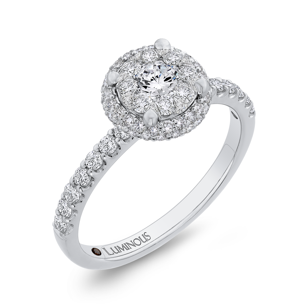 Diamond Halo Engagement Ring in 14K White Gold