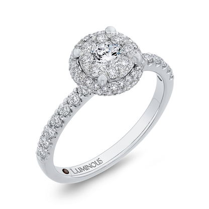 Diamond Halo Engagement Ring in 14K White Gold