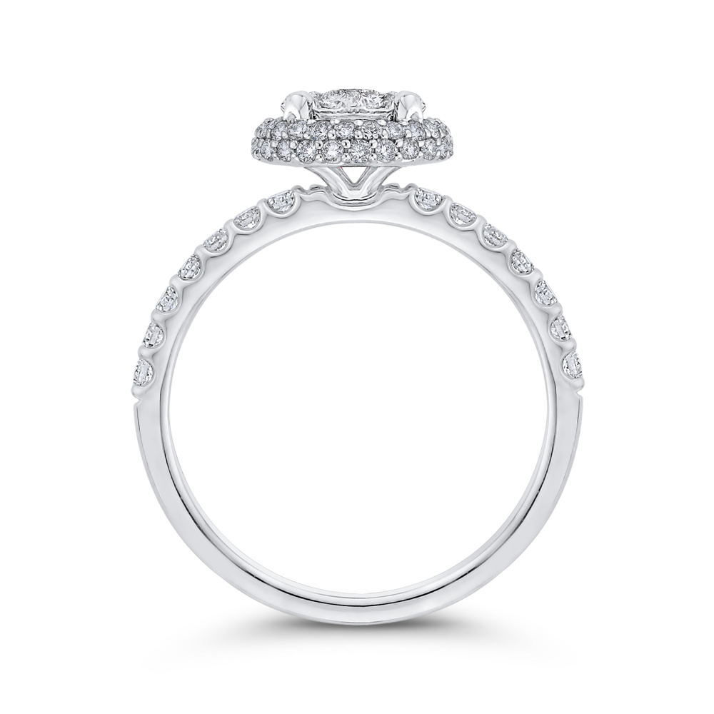 Diamond Halo Engagement Ring in 14K White Gold