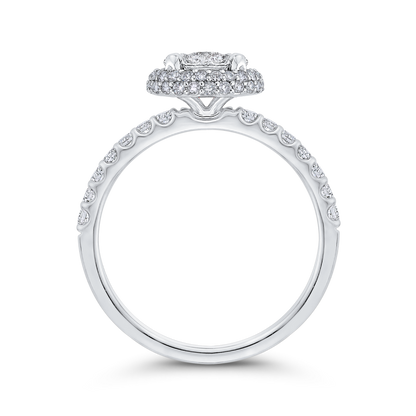 Diamond Halo Engagement Ring in 14K White Gold