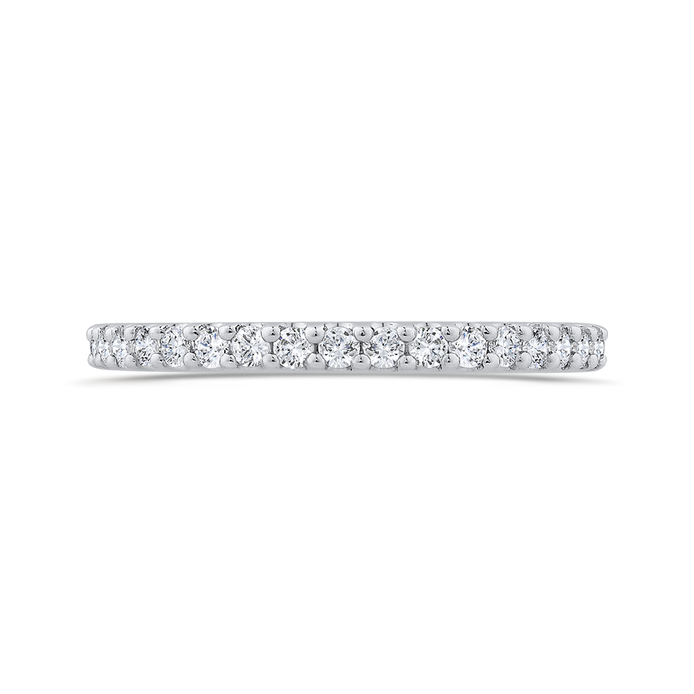 Round Diamond Half-Eternity Wedding Band in 14K White Gold