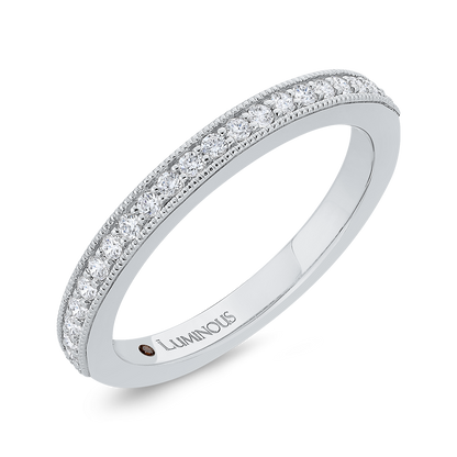 Round Diamond Half-Eternity Wedding Band in 14K White Gold
