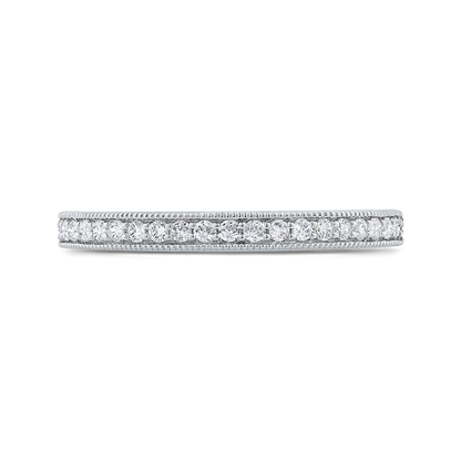 Round Diamond Half-Eternity Wedding Band in 14K White Gold