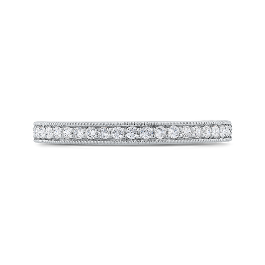 Round Diamond Half-Eternity Wedding Band in 14K White Gold