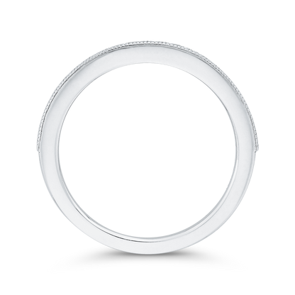 Round Diamond Half-Eternity Wedding Band in 14K White Gold