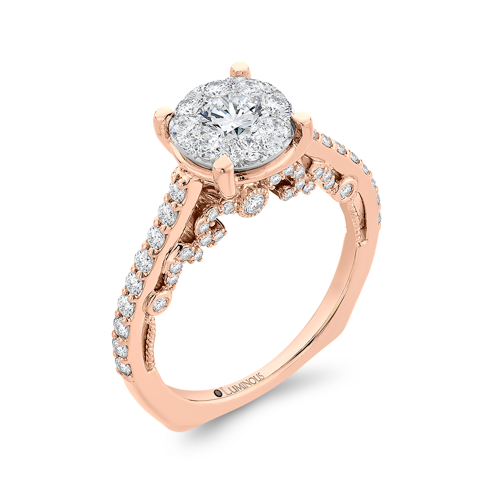 Round Diamond Engagement Ring in 14K Two Tone Gold