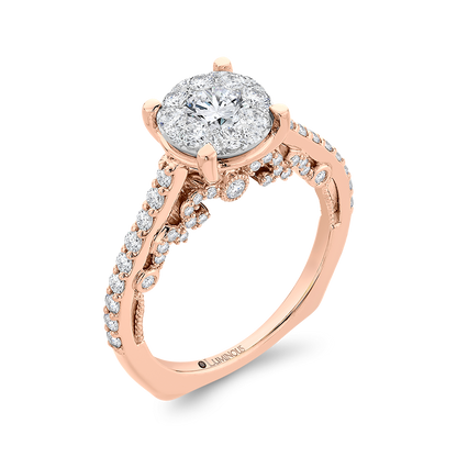 Round Diamond Engagement Ring in 14K Two Tone Gold