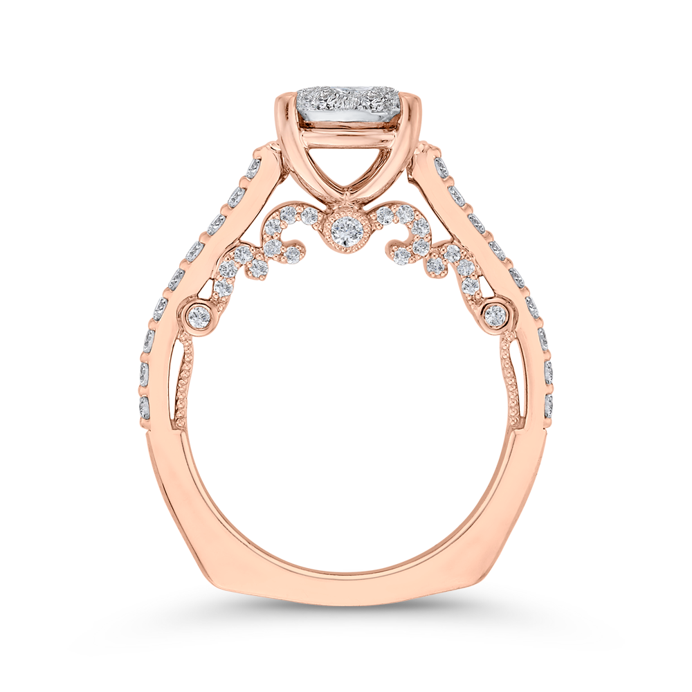 Round Diamond Engagement Ring in 14K Two Tone Gold